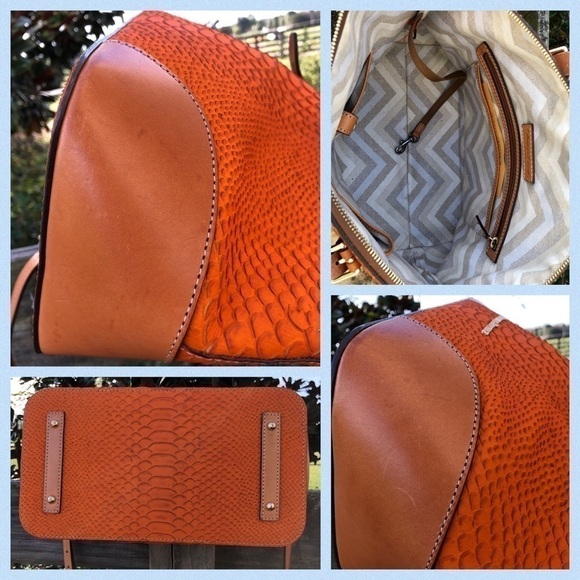 Dooney & Bourke Python Peach Apricot Dome Bag - Picture 4 of 6